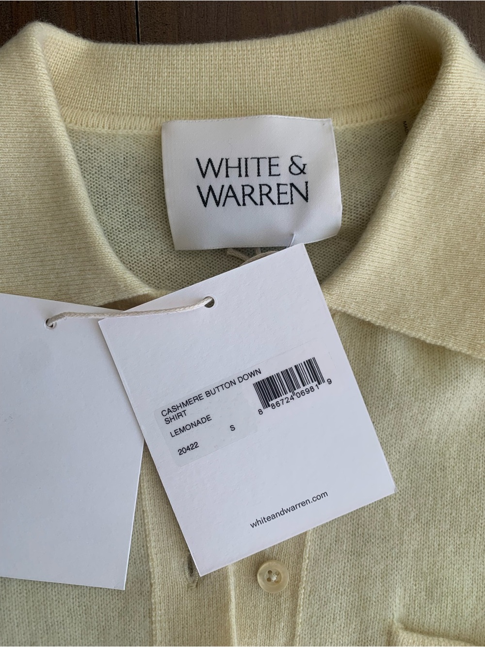 White + Warren 100% Cashmere Button Down Shirt Lemonade Nwt — image 5 of 7